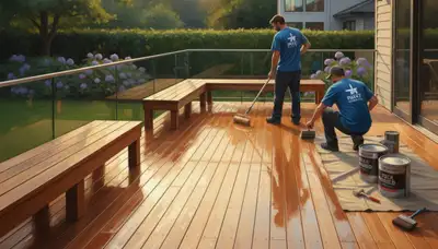 Plymouth, MA deck sealing service by Plymouth Paint Pros protecting wood from weather and salt air