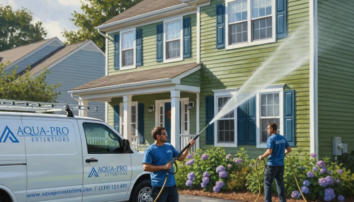 Vinyl siding pressure cleaning in Plymouth, MA for salt, mildew, and grime removal